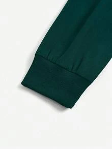TaskEZ Solid Color Simple Zipper Pocket Long Sleeve Jacket - Dark Green - View 3