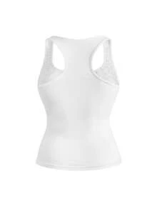 ROMWE Grunge Punk Street Style Y2K Vintage PUNK Rivet Patchwork Sequin Fabric Plus Size Camisole - White - View 2