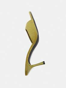 Bholvia Women's Fashionable & Elegant Velvet Strap Open Toe Slip-On Sandals, Slim High Heels, Suitable For Dresses In Summer - Green - View 8