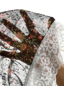 SoleilVie Women's Elegant Cottagecore Vacation Casual Boho Floral Lace Patchwork Camisole Beach Brunch White Floral Summer - Black - View 9