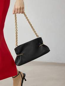 MOTF LADIES SHOULDER BAG, EXQUISITE AND SIMPLE COMMUTER CLUTCH BAG - Black - View 6