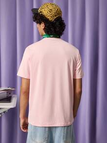 FROVYX Men's Casual Simple Cartoon Rabbit Print T-Shirt, 2000s Style - Pink - View 2