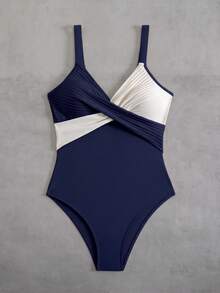 Swim Lushoire Baju Renang Terusan Bergaris dengan Detail Silang di Dada, Terbuat dari Kain Khusus - MultiWarna - View 5