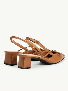 CUCCOO CHICEST Brown Pointed Bow Slingback Thick Heel Sandals, Workplace Commuting Temperament Shoes - List One Brown - View 10
