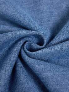 GlowEve Đầm denim nữ không tay, cài cúc phía trước, họa tiết hoa, phong cách thường ngày. - Màu xanh lam - Xem 4