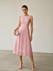 MOTF PREMIUM VESTIDO SIN MANGAS CON PLIEGUES Y PLISADO - Rosa Pálido - Ver 5