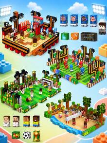 MINKOJA 2CM-96PCS Sports Theme Building Blocks Set, DIY Football & Basketball & Rugby & Beach Volleyball Scene Assemble Toys, Magnet Toys, Magnet Blocks, Educational Stacking Cubes For Kids - Multicolor - View 1