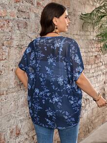 EMERY ROSE Plus Size Vacation Solid Color Asymmetric Hem Batwing Sleeve Casual Jacket,Spring/Summer - Multicolor - View 2