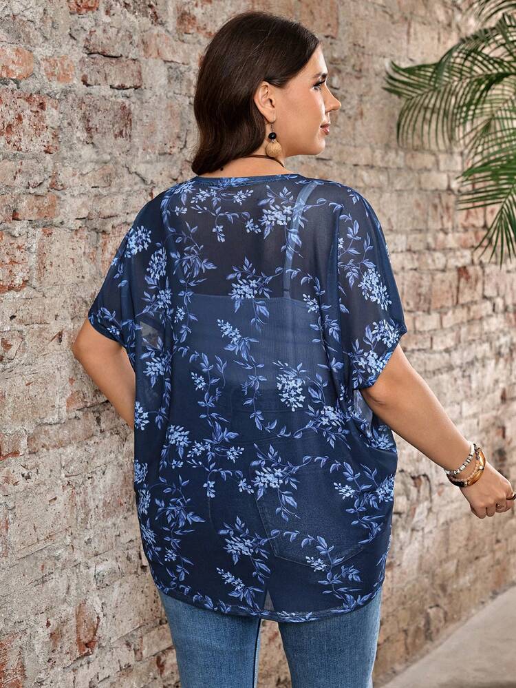Plus Size Vacation Solid Color Asymmetric Hem Batwing Sleeve Casual Jacket,Spring/Summer
