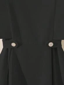 Elenzga 优雅浪漫度假及工作通勤日常女装短款连衣裙褶皱黑色连衣裙黑色连衣裙女士黑色优雅连衣裙黑色休闲连衣裙经典黑色连衣裙修身连衣裙短袖连衣裙休闲黑色连衣裙黑色正式连衣裙女士办公室工作服工作装女士惊艳连衣裙女士工作连衣裙女装高品质连衣裙新款女装 - 黑色 - 查看 4