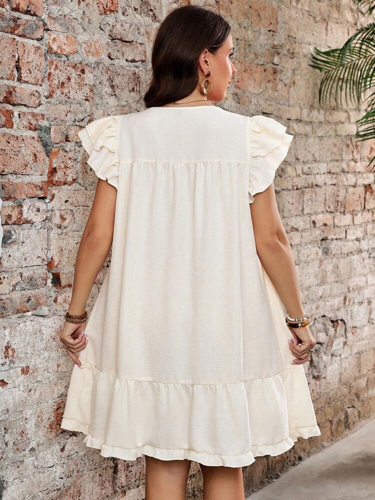 Plus Size Women's Flutter Sleeve Vacation Dress