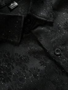Manfinity EMRG Men's Short Sleeve Textured Fabric Shirt Set - Black - View 6
