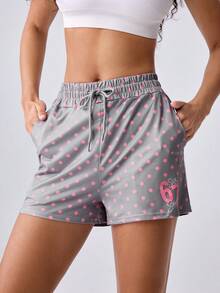Loungeista 2pcs Solid Color Elastic Waist Drawstring Casual Sports Shorts - Multicolor - View 8
