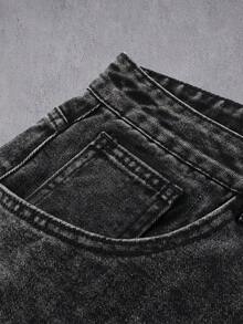 Manfinity Denimwave 新品大尺寸結構主義黑色弧形刀鋒寬鬆版牛仔褲 - 黑色 - 查看 3