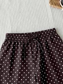SHEIN Quần ống rộng chấm bi thắt dây eo cho bé gái tuổi teen, phong cách thường ngày đa năng, mặc hàng ngày, Ngày của Mẹ, Lễ tốt nghiệp, phù hợp mùa xuân & mùa hè, đi chơi, du lịch, nghỉ lễ, phong cách thời trang, mặc thường ngày, kiểu mới, về quê, phong cách thư giãn, tựu trường - màu nâu - Xem 5