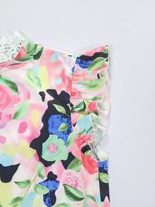 SHEIN Franclia 女款優雅花卉印花荷葉邊飾花卉襯衫 - 彩色 - 查看 4