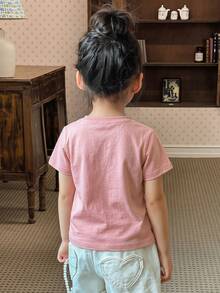 Dazy Kids 女孩獨角獸圖案圓領短袖休閒襯衫 夏季 - 粉色 - 查看 2