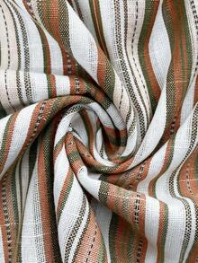 Easowa Gaun Pesta Midi Elegan Wanita dengan Motif Garis-Garis dan Blok Warna, Berlipit, dan Pinggang Terikat. - Hijau - View 7