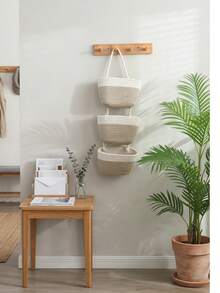 1pc Three-Tier Hanging Rope Storage Basket - Removable Decorative Storage Rack, Suitable For Living Room, Bathroom, And Bedroom, Over-The-Door Hanging Storage Basket With Multiple Storage Compartments - multicolor - View 9