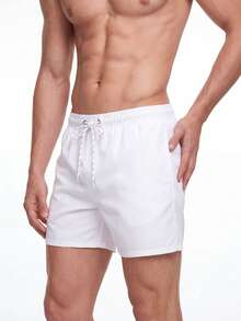 Manfinity KASUA Men Drawstring Waist Swim Trunks - White - View 3
