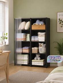 1 buah Organizer Lemari Portabel, Rak Penyimpanan Kubus Multifungsi, Sistem Lemari yang Dapat Disesuaikan Sendiri dengan Tirai, Lemari Pakaian & Rak Sepatu Mandiri untuk Kamar Tidur, Ruang Tamu, Kantor, Dapur, Pengorganisasian Rumah & Dekorasi Musim Gugur - MultiWarna - View 1