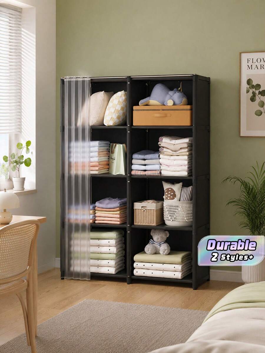 1 buah Organizer Lemari Portabel, Rak Penyimpanan Kubus Multifungsi, Sistem Lemari yang Dapat Disesuaikan Sendiri dengan Tirai, Lemari Pakaian & Rak Sepatu Mandiri untuk Kamar Tidur, Ruang Tamu, Kantor, Dapur, Pengorganisasian Rumah & Dekorasi Musim Gugur - MultiWarna - View 1