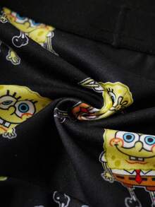 SpongeBob SquarePants | SHEIN Bañador tipo bóxer con estampado de dibujos animados y bloques de color para niño pequeño, para uso diario - Negro - Ver 8