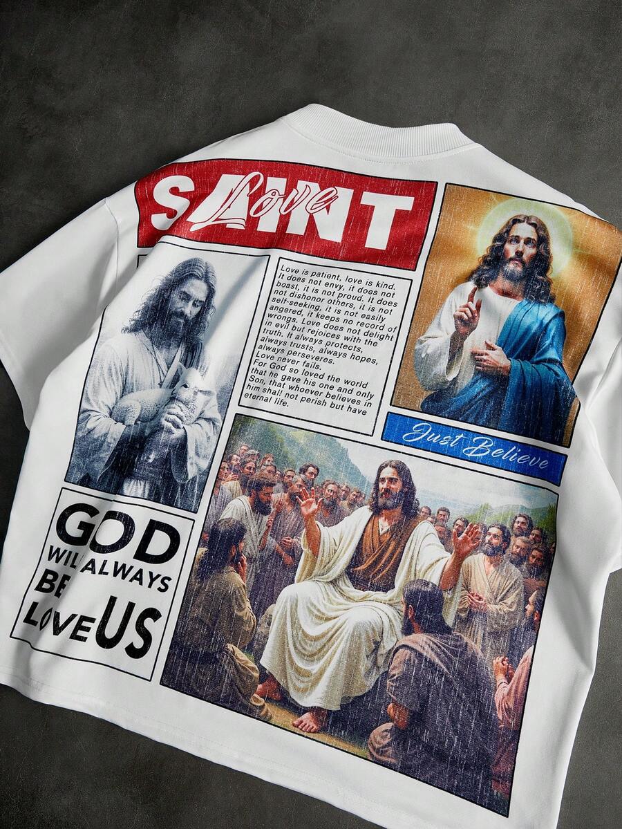 Herren Streetwear Bestseller Ins Style TK Pavtros Marke Mode Saint Muster Große Größen T-Shirt, Alltagskleidung, Valentinstagsgeschenk, Zuhause Gaming, Outdoor Musikfestival, täglicher Ausflug, Street Play, Freundestreffen, Kindergeschenk, Freund Ehemann Geschenk, Jahrestagsgeschenk - Verschiedenfarbig - Übersicht 1