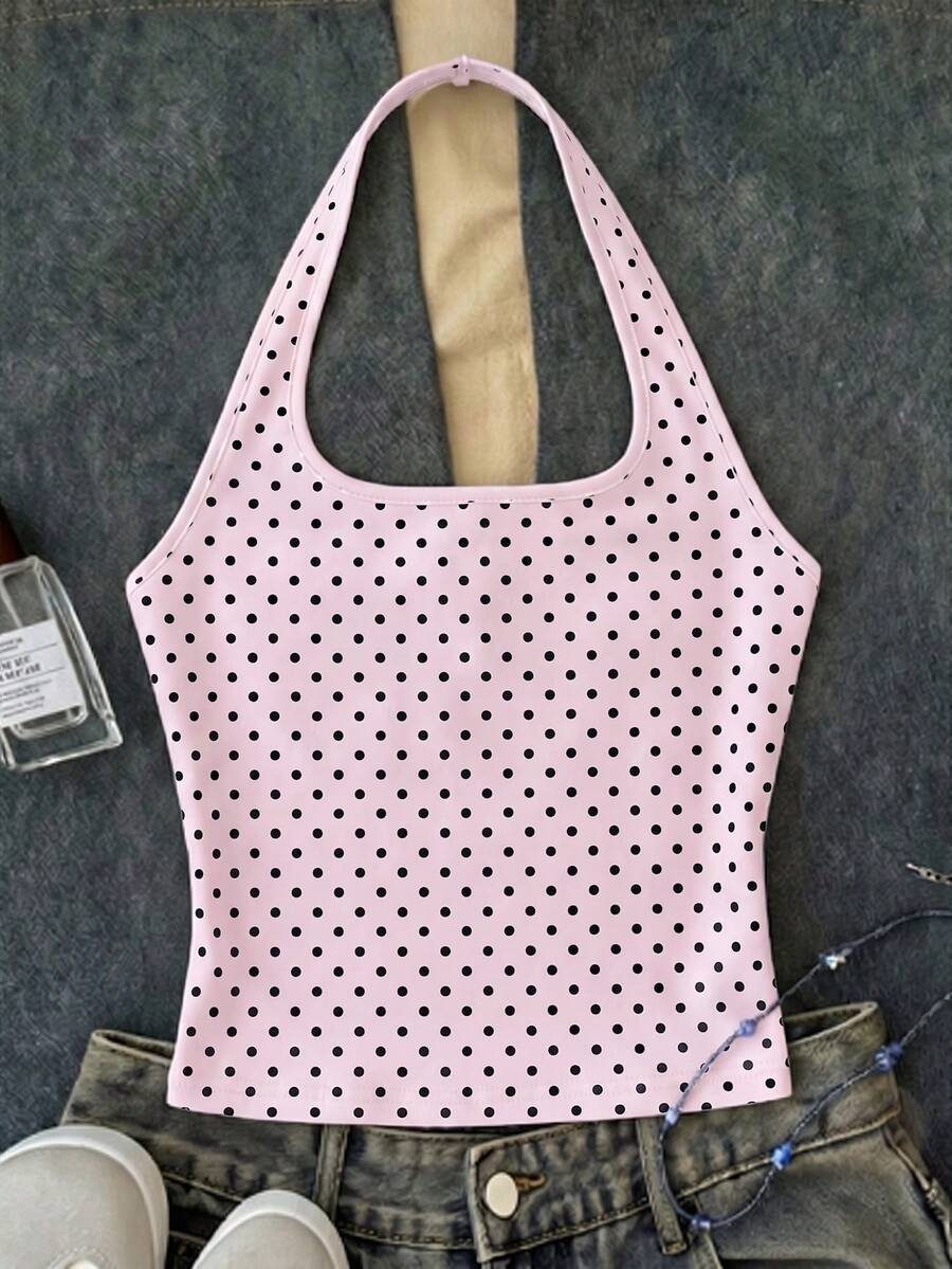 Tween Girls Pink Long Casual Halter Neck Top, Slim Fit Tank Top Suitable For Summer - White - View 1