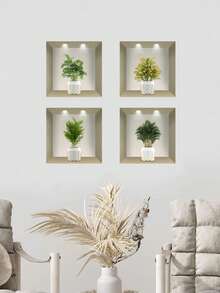 4pcs/Set 11.81*11.81 Inch Waterproof Self-Adhesive Flower Printed Wall Stickers For Living Room, Kitchen, Foyer, Bedroom DIY Vinyl Decals,Stickers,Wall Decal, Vinyl Decal For Home Decorations,Spring Decoration Items Refresh Your Home,Rama Decoration Stickers Gifts Birthday Graduation - one size fits all - View 9