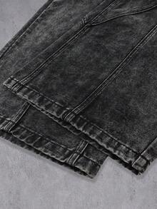 Manfinity Denimwave 新品大尺寸結構主義黑色弧形刀鋒寬鬆版牛仔褲 - 黑色 - 查看 6