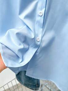 Simple, Solid-Color Women's Everyday Button-Down Shirt - Gold - View 5