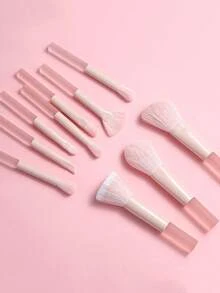 10件組化妝刷全套組 底妝腮紅眼影眉毛修容唇部鼻影刷 專業化妝工具 女用 家用旅行日常使用 禮盒完整收藏 - 粉色 - 查看 3