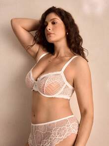 Charlaine Plus Size Women's Lace Casual Everyday Bra - White - View 5