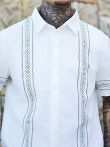 Devon Thys Men's Summer Vacation Geometric Print Short Sleeve Shirt And Shorts Set - Multicolor - View 5