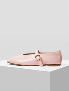 MOTF PREMIUM WOMEN'S COMMUTING CASUAL COMFORTABLE VERSATILE MARY JANE SQUARE TOE FLAT SHOES FOR CHRISTMAS SPRING SHOES - Light pink. - View 3