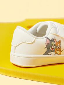 TOM & JERRY X SHEIN 兒童時尚休閒印花小白鞋，運動鞋日常戶外跑步鞋返校季，柔軟舒適，適合各種室內外場合 - 白色 - 查看 8