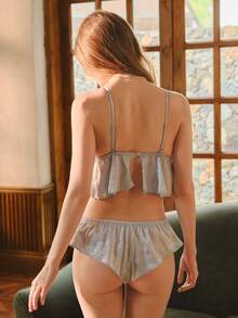 Bisouelle 女士两件套蓝色露背性感睡衣家居服套装 - 藍色 - 查看 2