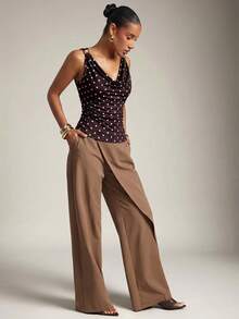 Hauture Women's Basic Casual Office Ruched Shoulder With Gold Decor Cowl Neck Top - Multicolor - View 3