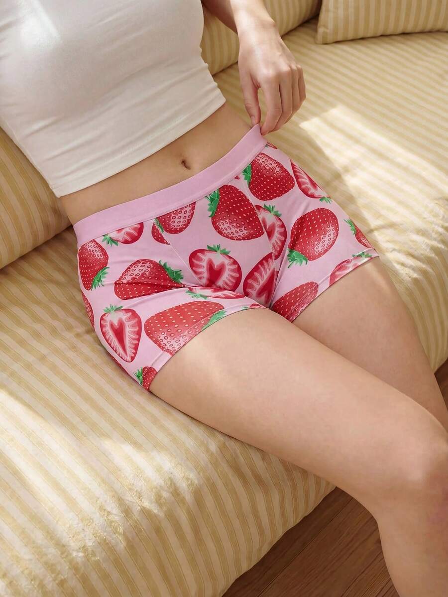 Nora Wilde Celana Boxer Wanita Motif Stroberi Sweet And Lovely (Satu Potong) - MultiWarna - View 1