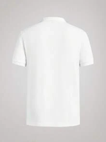 Officeau Men's Solid Color Short Sleeve Casual Office Polo Shirt, Summer, For Golf - White - View 4