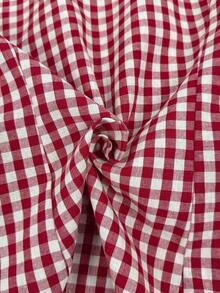 Sweetra Plus Size Women Red And White Plaid Sleeveless Tie-Front Design Waist-Cinching Slimming Fit Minimalist Kawaii Fashionable Round Neck Blouse Summer - Red and White - View 5