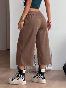 Coolane 女款夏季街頭風運動休閒外訪復古棕色針織短褲休閒褲 - 棕色 - 查看 6