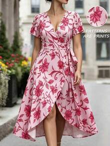 Linhara CURVE Vestido largo con estampado de lunares y cintura anudada para vacaciones y ocio, talla grande para mujeres - Multicolor - Ver 3