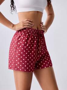 Loungeista 2pcs Solid Color Elastic Waist Drawstring Casual Sports Shorts - Multicolor - View 5