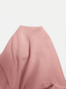 SHEIN VCAY Pantalones cortos de talla grande de unicolor con dobladillo enrollado y cordón - Rosa - Ver 7