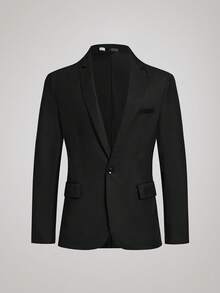 Officeau Blazer de manga larga de poliéster negro liso para hombre, con bolsillo, para verano/primavera/otoño, chaqueta deportiva, ligera, transpirable, fresca, casual, cómoda, para uso diario, regalo para padre/esposo - Negro - Ver 3