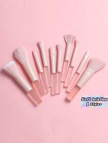 10件組化妝刷全套組 底妝腮紅眼影眉毛修容唇部鼻影刷 專業化妝工具 女用 家用旅行日常使用 禮盒完整收藏 - 粉色 - 查看 1