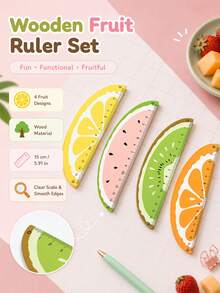 Joivida 1/4Pcs Creative Fruit Pattern Wooden Ruler, Vibrant Exquisite Design, Perfect Gift For Classroom Rewards & Birthday, Ideal For School Home Decoration - multicolor - View 6