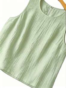 GlowEve CURVE Camisola y Top de Tirantes con Cuello Redondo Texturizado Estilo Suave para Mujer Talla Grande - Verde - Ver 4